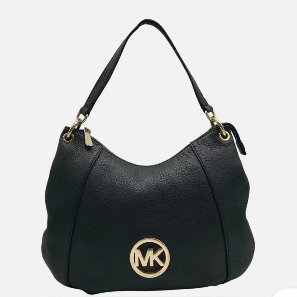 Michael Kors Black Hobo Bag with Gold Accents